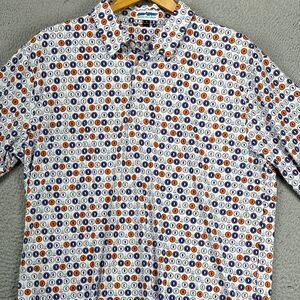 White Water Golf Polo Shirt Mens XL Blue White Geometric Rugby Athletic Stretch